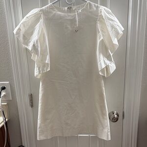 Elegant White Ruffle Sleeve Dress